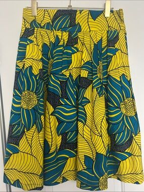 Private Label Yellow & Teal Floral Circle Skirt